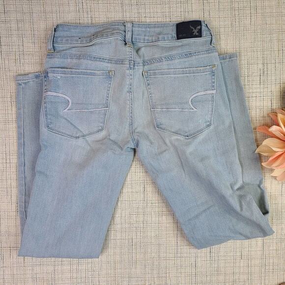 American Eagle Women's Denim Jeans Skinny Distressed Light Wash Size 2‎ - Picture 6 of 6